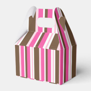 Günstige Geschenkbox Braun & Pink gestreift Geschenkschachtel