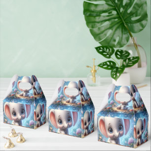Günstige Geschenkbox Weißer Elefant Blaue Blumen Geschenkschachtel