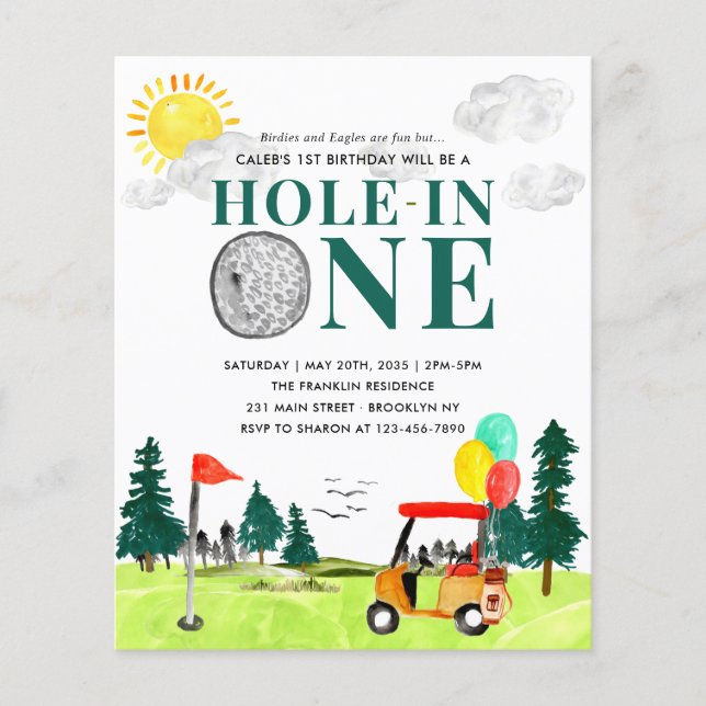 Günstige Hole in einem Golfspiel Erster Geburtstag Flyer (Vorne)
