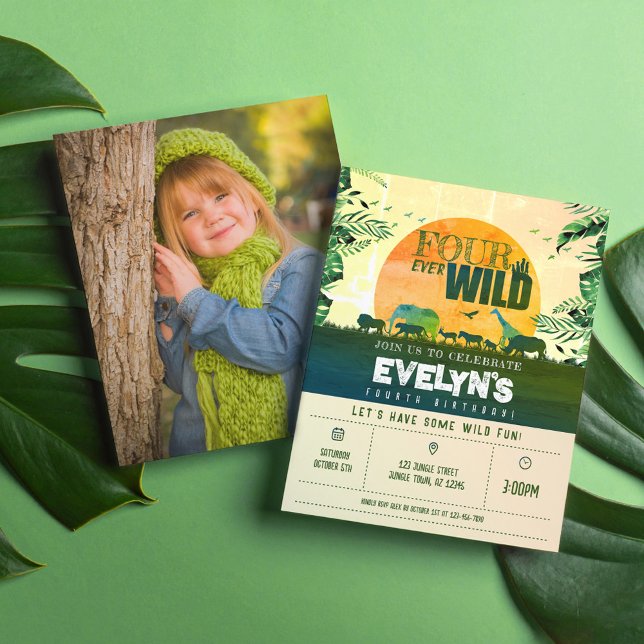 Günstige Jungle Animal Four Ever Wild Foto Geburts (Von Creator hochgeladen)