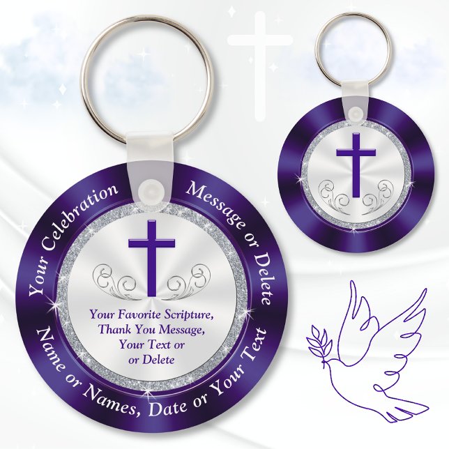 Günstige, Personalisierte Kirchenfavoriten für jed Schlüsselanhänger (Church anniversary party favors. Personalized, Christian favors. Gift ideas for church members. )