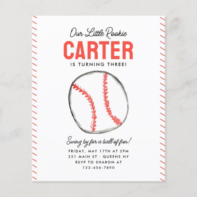 Günstige Rookie Ball Baseball Geburtstag Flyer (Vorne)