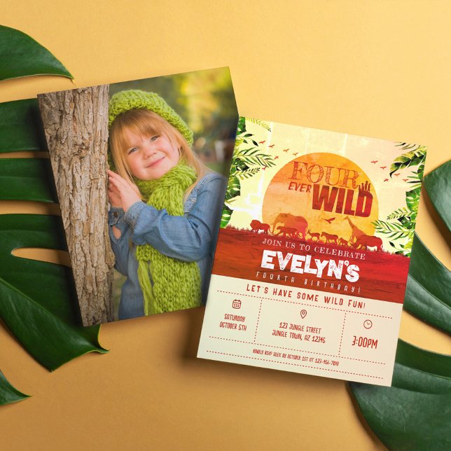 Günstige Safari Animal Four Ever Wild Foto Geburts (Von Creator hochgeladen)