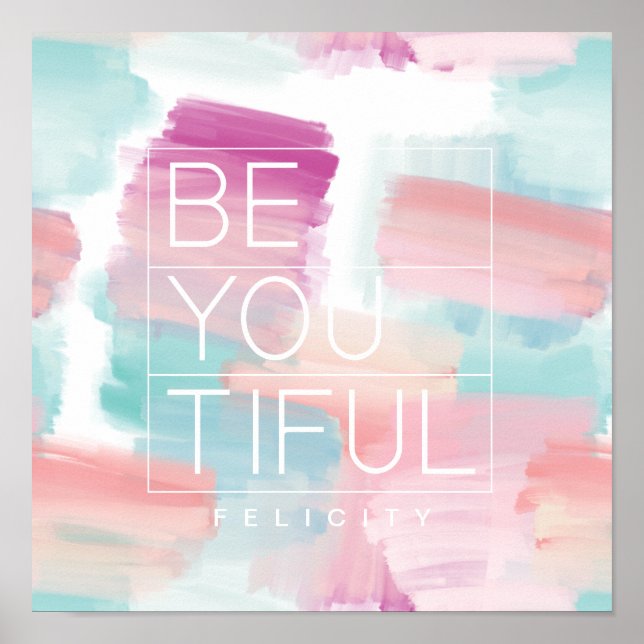 GÜNSTIGER Pink & Blue Wasserfarbe Pinselstrich Poster (Vorne)