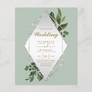 GÜNSTIGSTE Hochzeitseinladungen Rahmen mit Grünpfl Flyer