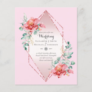 GÜNSTIGSTE rote Rosen-Blumen-Hochzeitseinladung Flyer