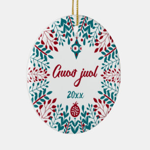 Guoð juol Elfdalian Övdalian Weihnachtsgrüßen Keramik Ornament