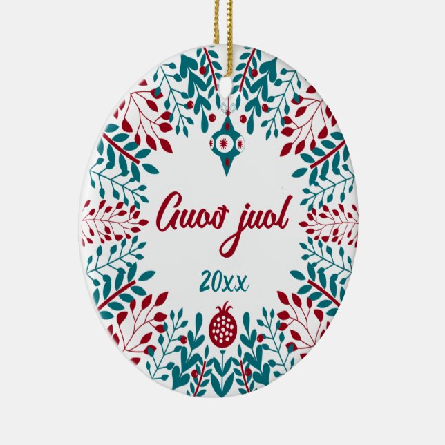 Guoð juol Elfdalian Övdalian Weihnachtsgrüßen Keramik Ornament (Rechts)