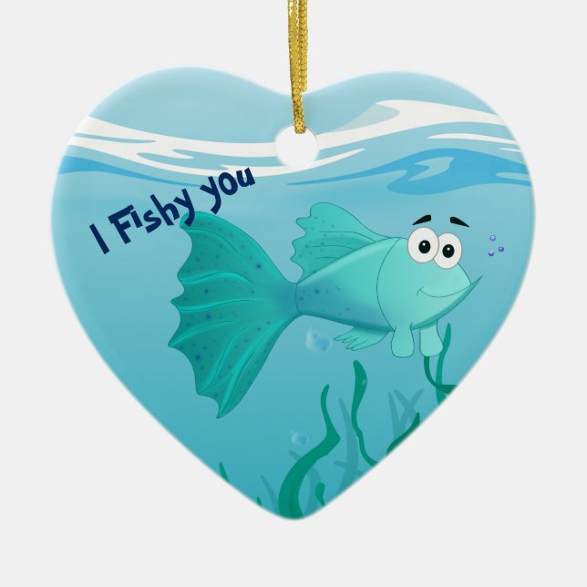 Guppyfischillustration Keramik Ornament (Vorne)