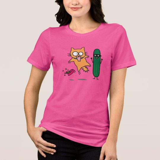 Gurke, die Katzen - Katze gegen Gurken-Schrecken T-Shirt
