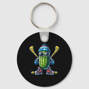 Gurken-Eishockey-Cool-Pickle-Schlittschuhläufer  Schlüsselanhänger