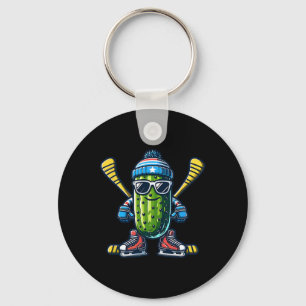 Gurken-Eishockey-Cooler-Pickel-Schlittschuhläufer  Schlüsselanhänger