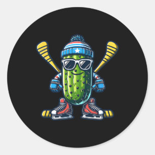 Gurken-Eishockey-Cooler-Pickle-Schlittschuhläufer Runder Aufkleber