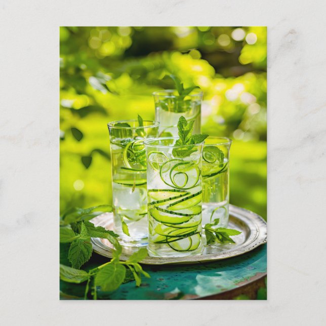 Gurken Minzwasser - Frisches Getränk Feiertagspostkarte (Vorderseite)