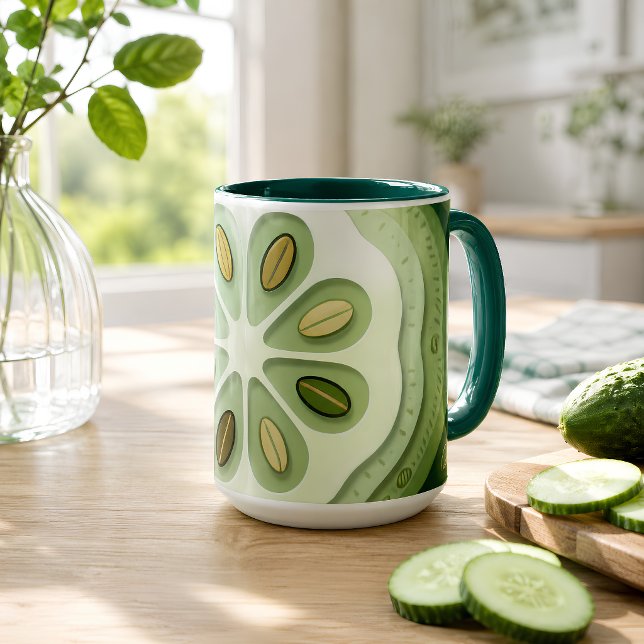 Gurken Scheibe  Kaffeetasse (Fresh Cucumber Slice Summer Mug)