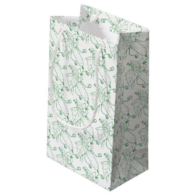 Gurkenlinie, grün und weiß kleine geschenktüte (Rückseite Schrägansicht)