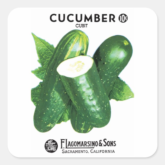 Gurkenverpackungssiegel Quadratischer Aufkleber (Vorderseite)