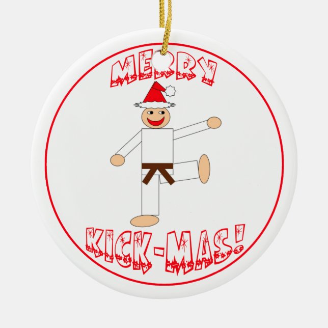 Gurt Kampfkunst-fröhlicher TrittMas Brown datiert Keramik Ornament (Vorne)