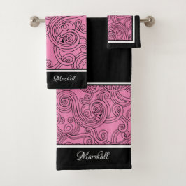 Gürtel Design Pink Schwarz-weiß Bath Handtuch Set