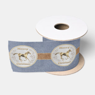 Gürtel und Gürtelschnalle aus Western auf Denim Pr Satinband