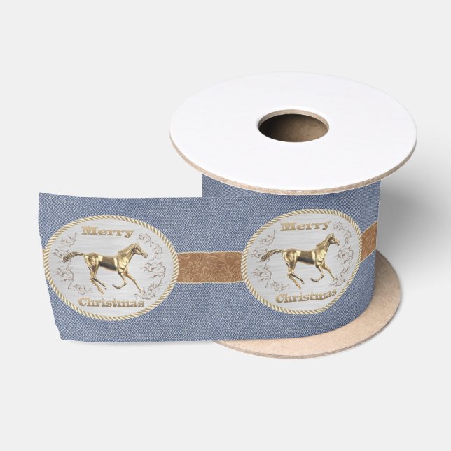 Gürtel und Gürtelschnalle aus Western auf Denim Pr Satinband (Spule)