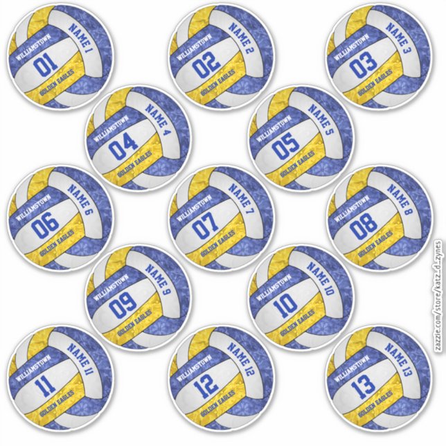 gürtelblaue Goldvolleyball-Spieler nennen Set von  Aufkleber (Vorderseite)