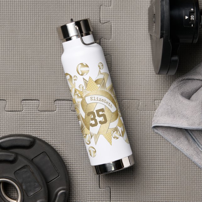 gürtelförmige Goldvolleyballs und Sterne Trinkflasche (Fitnessstudio)