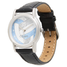 gürtelhellblau-graue personalisierte Volleyball Armbanduhr