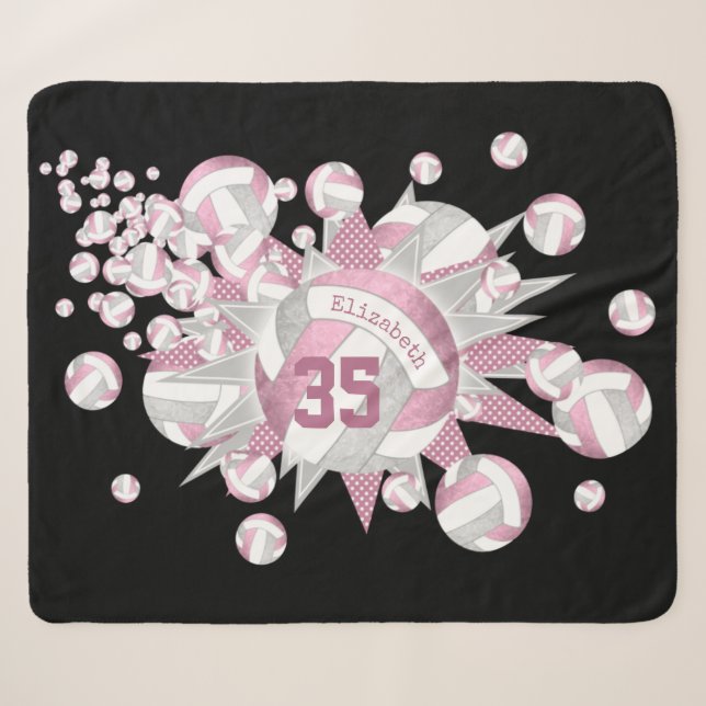 gürtelige Rose-Volleybälle und Sterne Sherpadecke (Vorderseite (Horizontal))