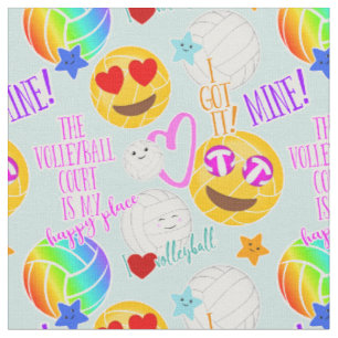 gürteliges kawaii emoji volleyball typografisches  stoff