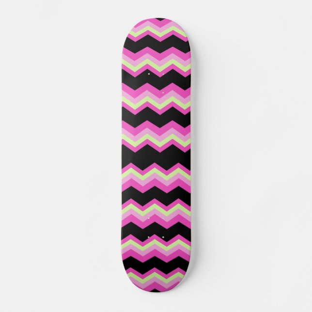 Gürtelmuster Zickzag Fuchsia Zickzack Skateboard (Vorderseite)