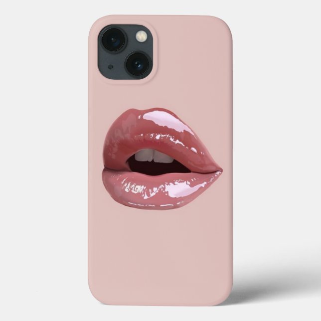 gürtelrosa Glitzer lips Case-Mate iPhone Hülle (Rückseite)