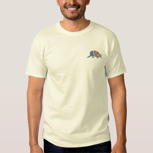 Gürteltier Besticktes T-Shirt (Vorderseite)
