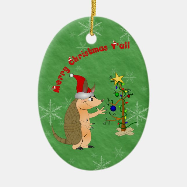 Gürteltier-frohe Weihnacht-Verzierung Keramik Ornament (Vorne)