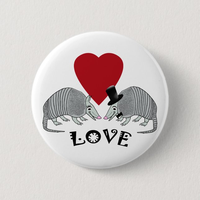 Gürteltiere in den Liebe-Knöpfen Button (Vorderseite)