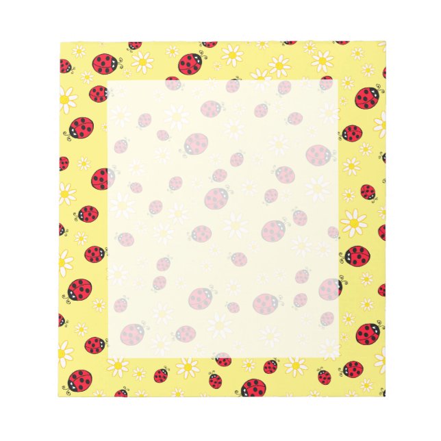 gürtlich niedlicher Ladybug und dunkelgelbe Blume Notizblock (Vorderseite)