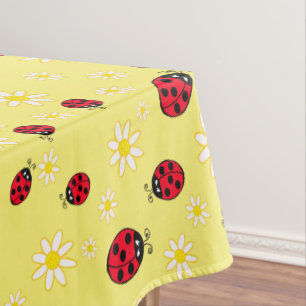 gürtlich niedlicher Ladybug und dunkelgelbe Blume Tischdecke