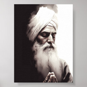 Gurū Nānak Abstrakt Portrait - Sikh Poster