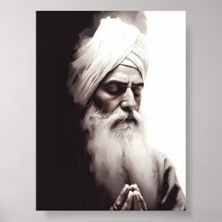 Guru Nānak Portrait Abstrait - Poster Sikh