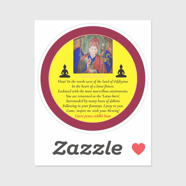 Guru Rinpoche & Seven Line Gebet /Padmasambhava Aufkleber (Blatt)
