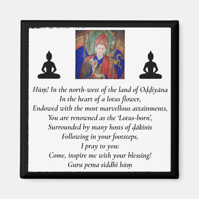 Guru Rinpoche & Seven Line Gebet /Padmasambhava Magnet (Vorne)