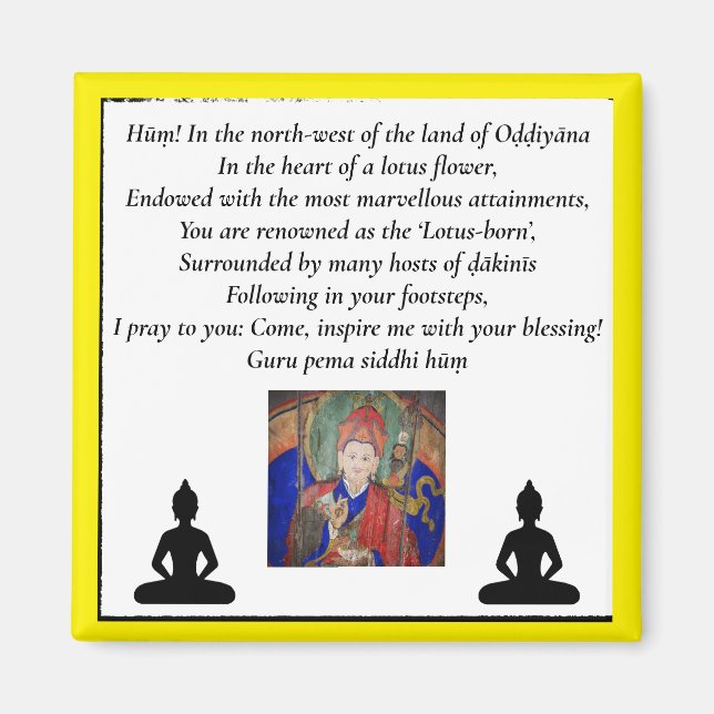 Guru Rinpoche & Seven Line Gebet /Padmasambhava Magnet (Vorne)