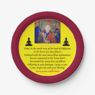 Guru Rinpoche & Seven Line Gebet /Padmasambhava P Pappteller