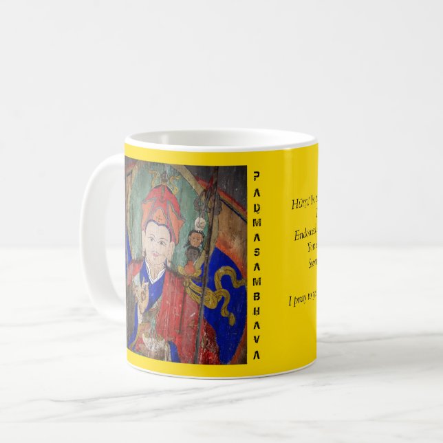 GuruRinpoche u. sieben Linie Gebet (Engl.-Text) Kaffeetasse (Vorderseite Links)
