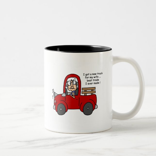 Gus über neue Lkw-Shirts und Geschenke Zweifarbige Tasse (Rechts)