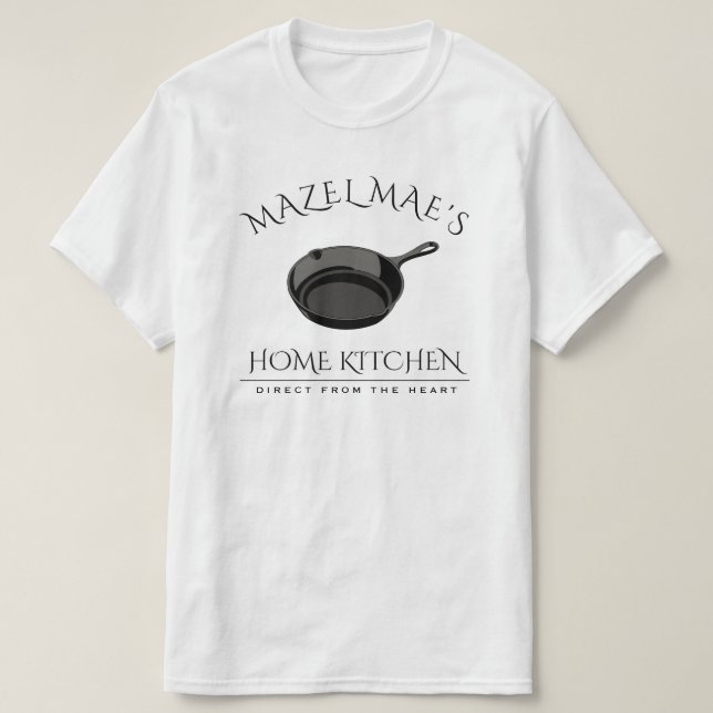 Gusseisenpfanne mit Zuhause T-Shirt (Design vorne)