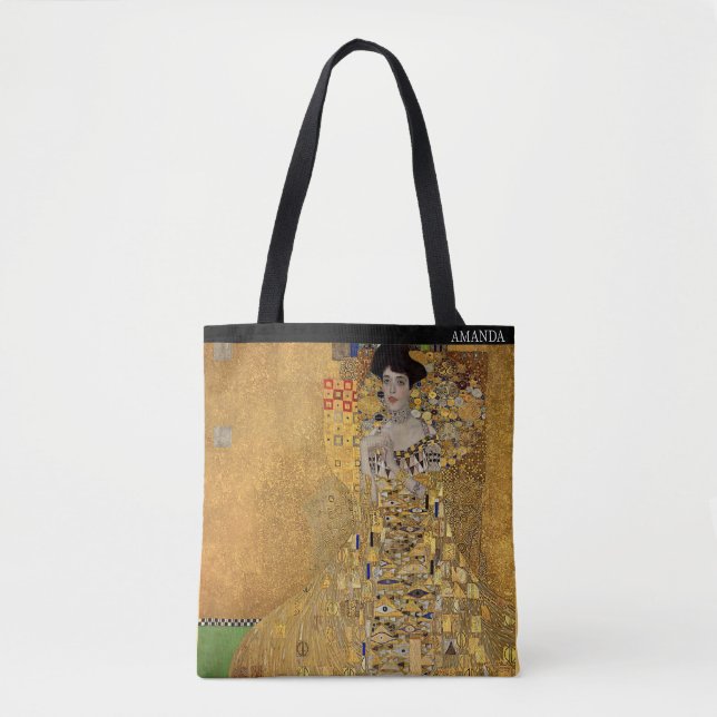 Gustav Klimt – Adele Bloch-Bauer – Custom Text  Tasche (Vorderseite)