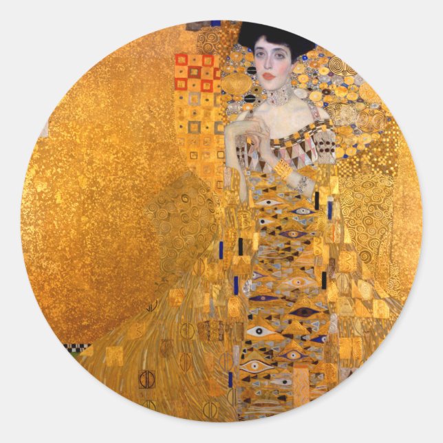 Gustav Klimt "Adele" Vintag Runder Aufkleber (Vorderseite)