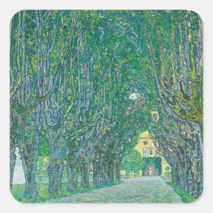 Gustav Klimt: Allee im Schloss Kammer Park Quadratischer Aufkleber