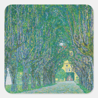 Gustav Klimt: Allee im Schloss Kammer Park Quadratischer Aufkleber